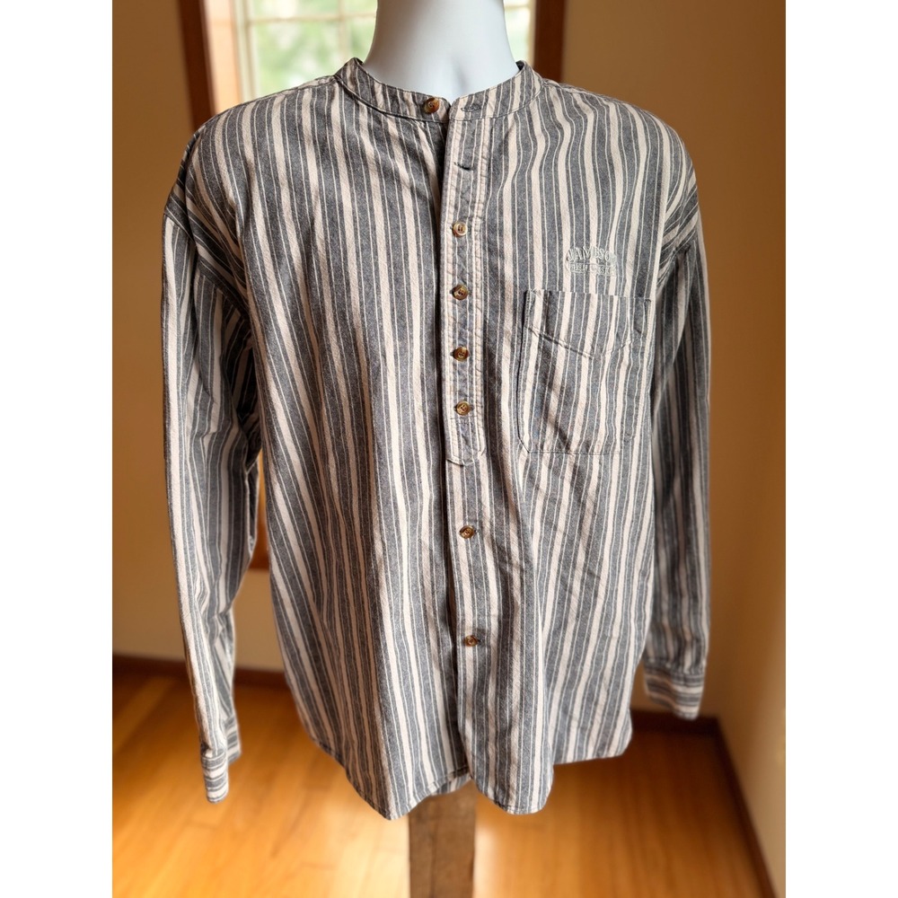 Lee Valley Ireland Jameson Irish Whiskey Cotton Grandfather Shirt Stripe XL